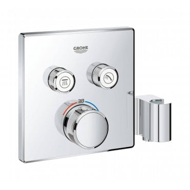 Grohe Grohtherm Smart Control Thermostatic Square Trim For Two Outlets With Integrated Hand Shower Holder - 29125000