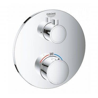 Grohe Grohtherm Thermostatic Mixer Round For 1 Outlet With Shut Off Valve - 24075000