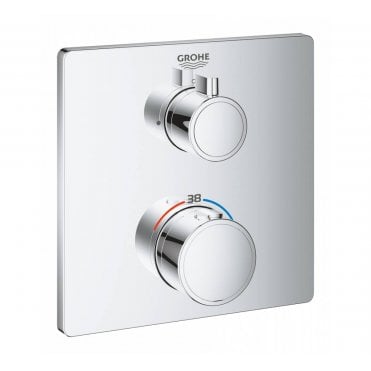 Grohe Grohtherm Thermostatic Mixer Square For 1 Outlet With Shut Off Valve - 24078000