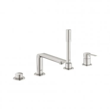 Grohe Lineare Single Lever 4 Hole Bath Combination - Super steel