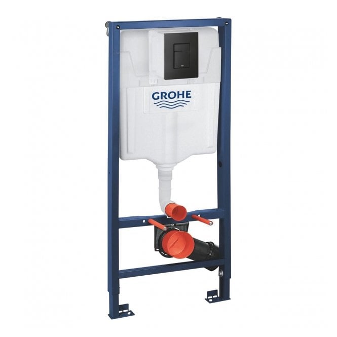 Grohe  Rapid SL 3 in 1 WC Frame 1.13m Black Plate w/ Skate Cosmo Flush Plate - Phantom Black