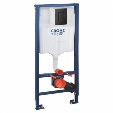 Grohe Rapid SL 3 in 1 WC Frame 1.13m Black Plate w/ Skate Cosmo Flush Plate - Phantom Black