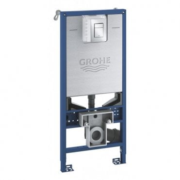 Grohe Rapid SLX 1.13m Wall Hung WC Frame 3-in-1 Set with Chrome Flush Plate WRAS Approved Concealed Cistern System