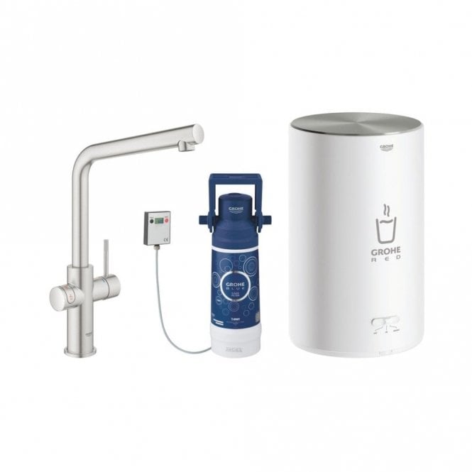 Grohe  RED Duo Kitchen Sink Mixer Tap With M Size Boiler - Super steel