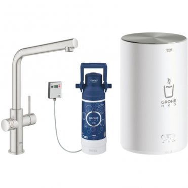 Grohe RED Duo Kitchen Sink Mixer Tap With M Size Boiler - Super steel