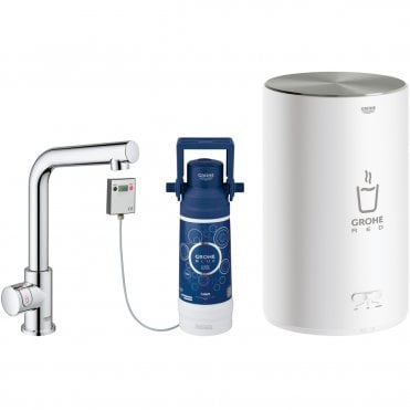 Grohe RED Mono Pillar Instant Boiling Water Kitchen Tap With M Size Boiler - Chrome