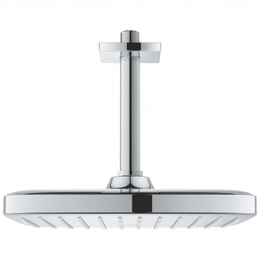 Grohe Tempesta Square Ceiling Shower Head With Arm - Chrome