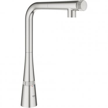 Grohe Zedra Smartcontrol Kitchen Sink Mixer Tap With Pull Out Spray - Super steel