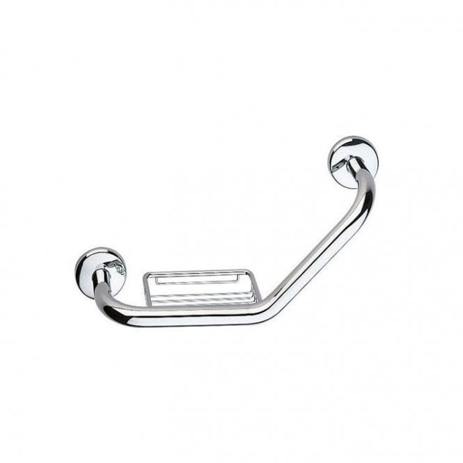 Inda  Forum Cranked Grab Bar Including Soap Basket Chrome