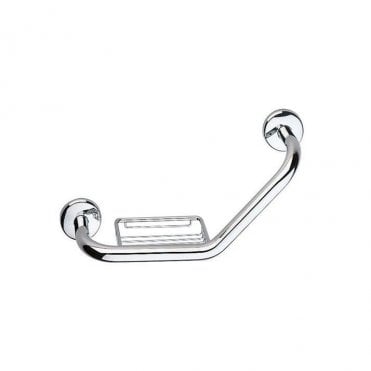 Inda Forum Cranked Grab Bar Including Soap Basket Chrome