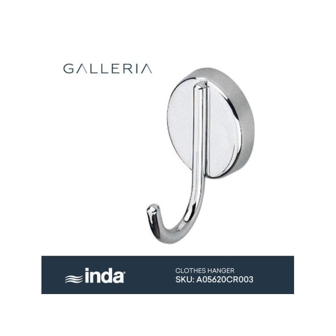 Inda  Hotellerie Single Robe Hook Chrome