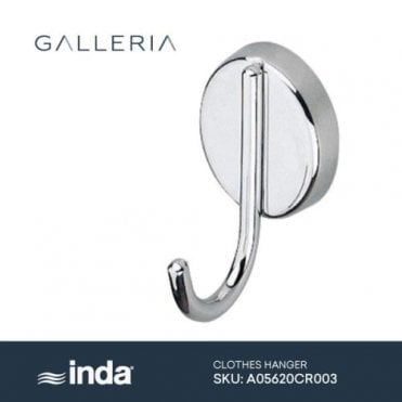 Inda Hotellerie Single Robe Hook Chrome