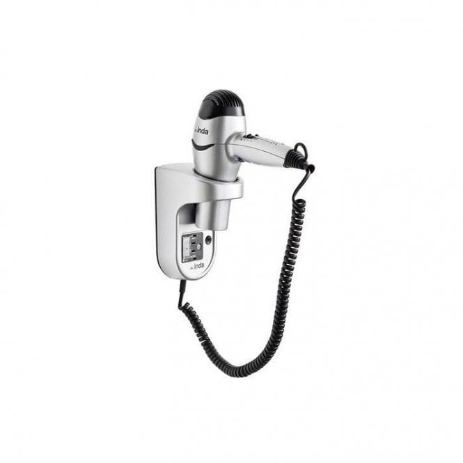 Inda  Hotellerie Wall Mounted Hairdryer Silver/Black