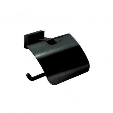 Inda Lea Toilet Roll Holder with Cover Matt Black
