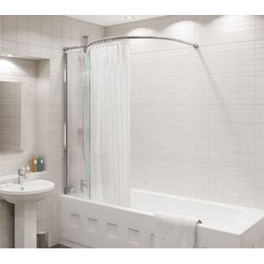 Kudos Inspire Over Bath Shower Panel for corner installation 1500mm x 350mm 8mm Glass Chrome