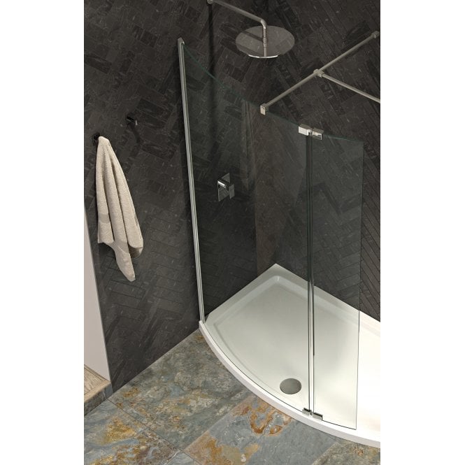 Kudos  Ultimate Curved Front Wet Room Glass Panel 700mm Chrome