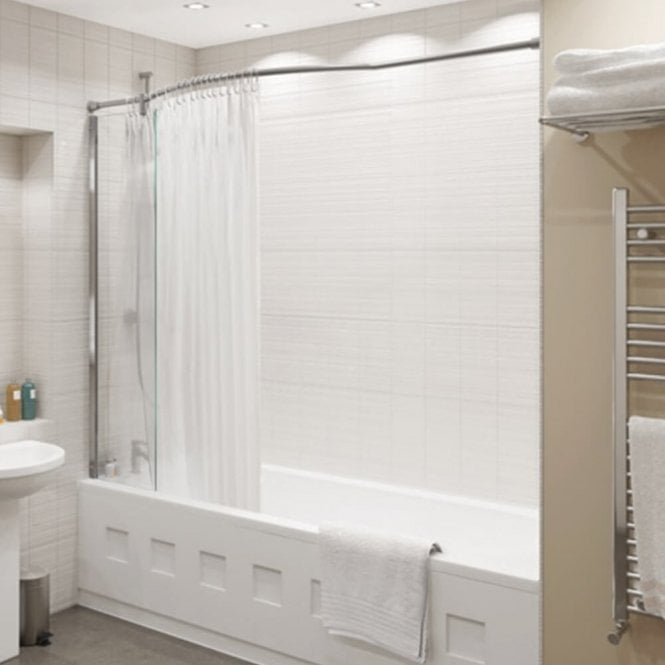 Kudos  Ultimate Over Bath Shower Panel for Recessed 1500mm x 350mm 8mm Glass Chrome