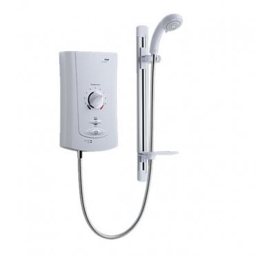 Mira Advance Low Pressure Thermostatic Electric Shower, Kit &  Showerhead - White/Chrome