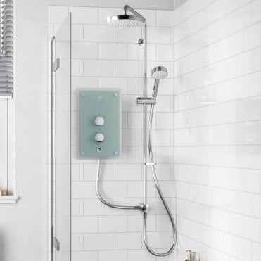 Mira Azora Dual Outlet Thermostatic Frosted Glass Electric Shower - Chrome