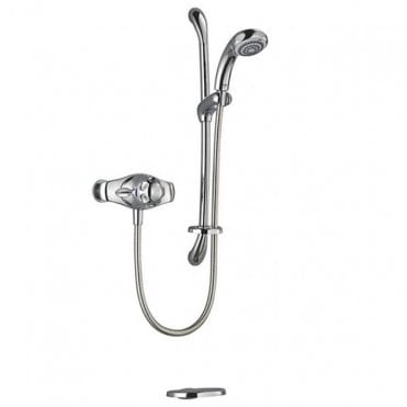 Mira Excel Single Outlet EV Exposed Thermostatic Shower Mixer, Riser Rail &  Handset Kit - Chrome