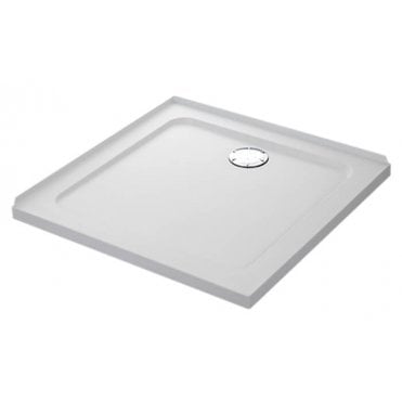 Mira Flight Safe 2 Upstands Anti Slip Square Shower Tray, with Waste,  White