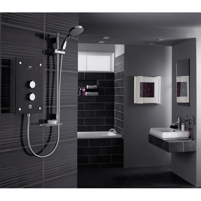 Mira  Galena Thermostatic Electric Shower, Kit &  Showerhead - Slate Effect