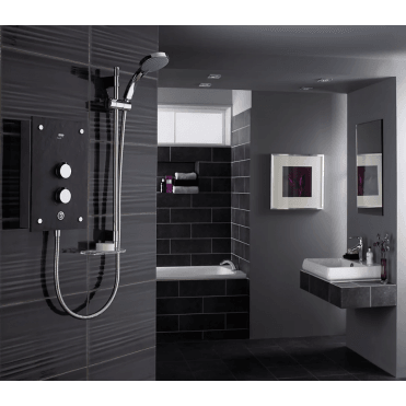 Mira Galena Thermostatic Electric Shower, Kit &  Showerhead - Slate Effect