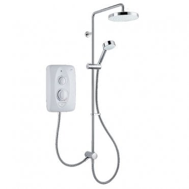 Mira Jump Dual Outlet Electric Shower, Shower Kit &  Fixed Shower Head - White/Chrome