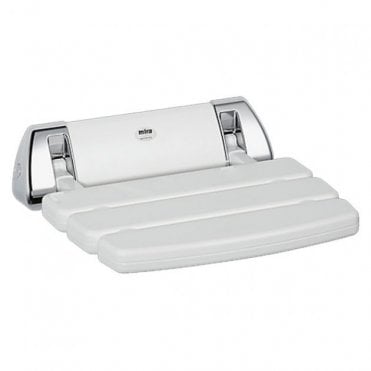 Mira Wall Mounted Shower Seat - White/Chrome