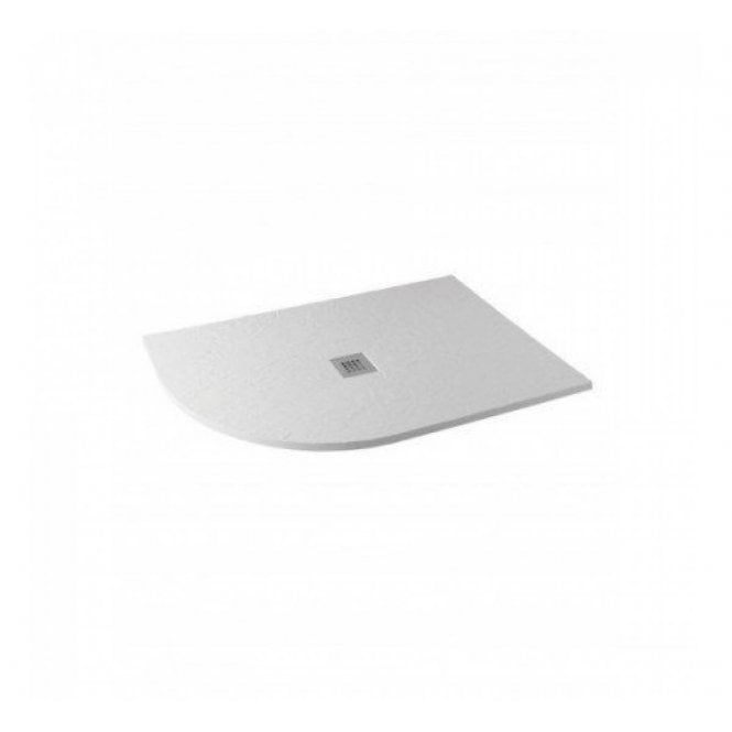 MX Shower Trays MX Minerals Offset Quadrant Slate Effect Slim Shower Tray 1200 X 800mm - Ice White