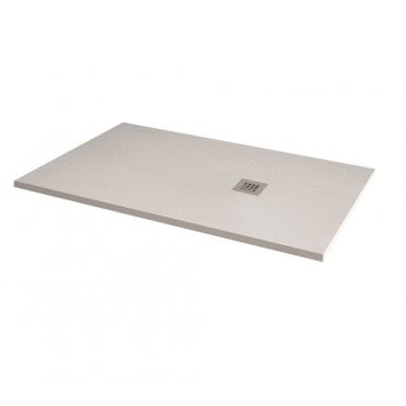 MX Minerals Rectangular Slate Effect Slim Shower Tray - Ice White - Different Sizes Available