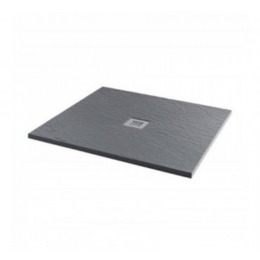 MX Minerals Square Slate Effect Slim Shower Tray - Ash Grey - Different Sizes Available