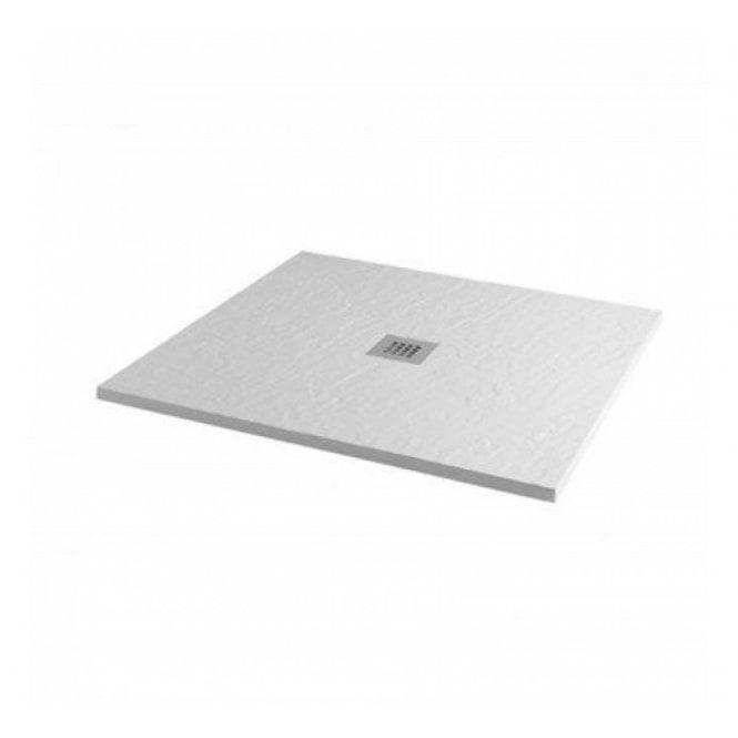 MX Shower Trays MX Minerals Square Slate Effect Slim Shower Tray - Ice White - Different Sizes Available
