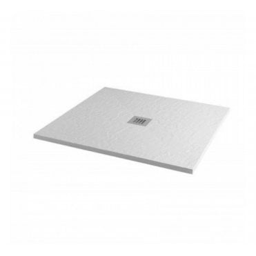 MX Minerals Square Slate Effect Slim Shower Tray - Ice White - Different Sizes Available