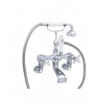 Perrin and Rowe Bath/Shower Mixer - Wall  Mounted with Crosshead Handles  3511/1