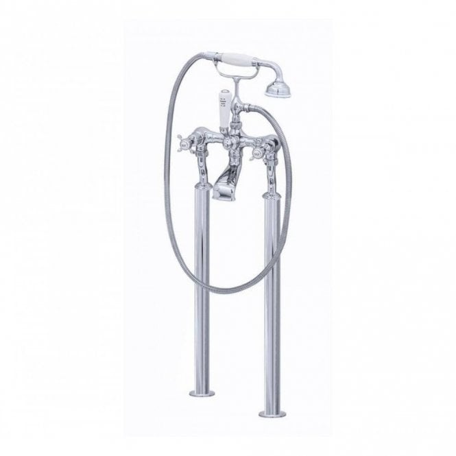 Perrin & Rowe Perrin and Rowe Bath/Shower Mixer with Floor Legs & Crosshead Handles