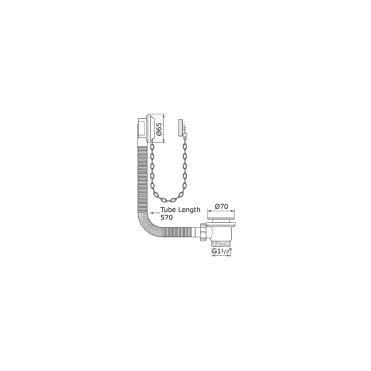Perrin and Rowe Combined Bath Waste and Overflow - 570mm Chrome