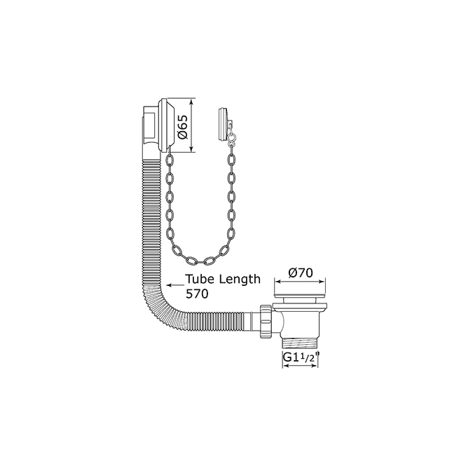 Perrin & Rowe Perrin and Rowe Combined Bath Waste and Overflow - 570mm Chrome