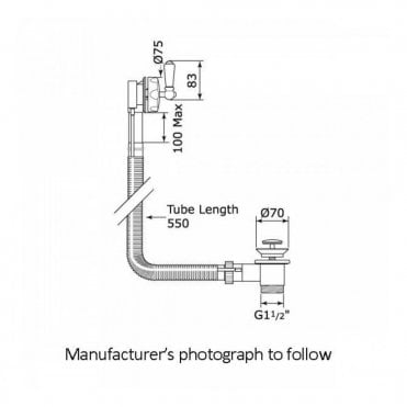 Perrin and Rowe Combined Pop-up Waste & Overflow Conc Pipes - 6711