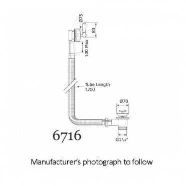 Perrin and Rowe Combined Pop-up Waste & Overflow Conc Pipes - 6716