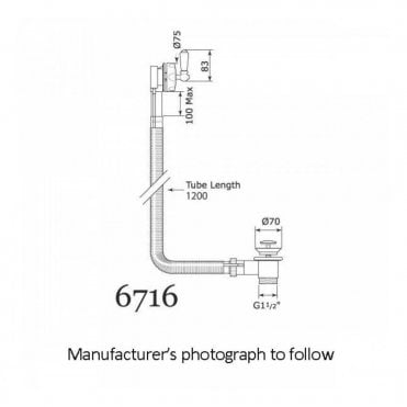 Perrin and Rowe Combined Pop-up Waste & Overflow Conc Pipes - 6716