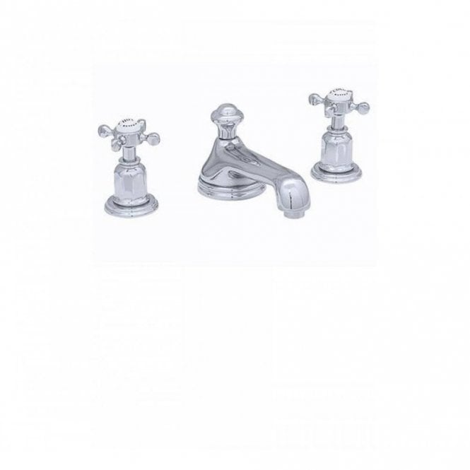 Perrin & Rowe Perrin and Rowe Deck MOunted Three Hole Basin Mixer With Pop Up Waste & Crosshead Handles 3706