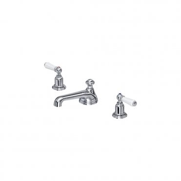 Perrin and Rowe Deck Mounted Three Hole Basin Set With Low Profile Spout & Lever  Handles 3705