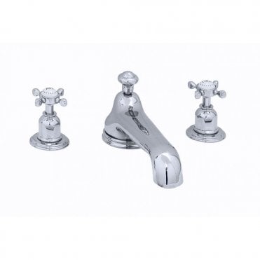 Perrin and Rowe Deck Mounted Three Hole Bath Set With Crosshead Handles 3736