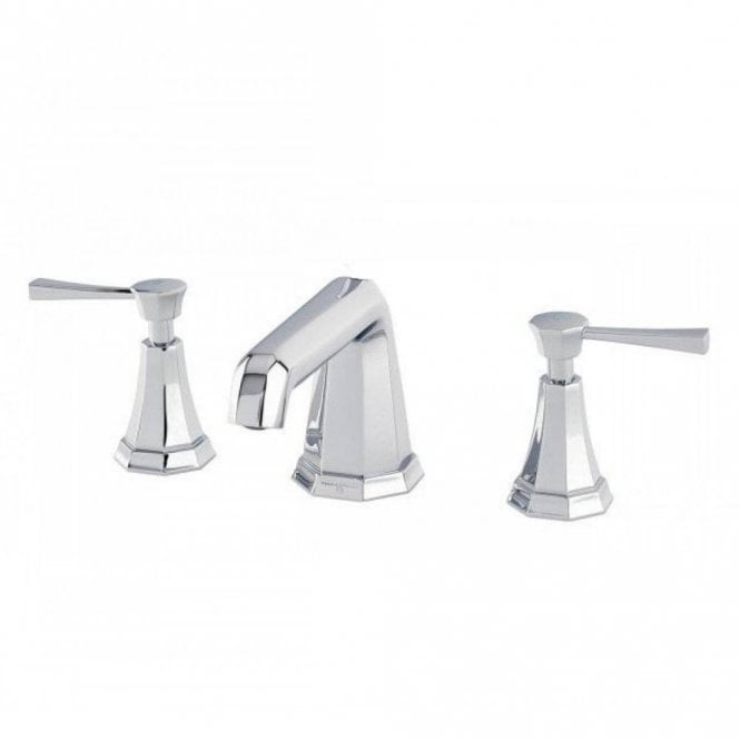 Perrin & Rowe Perrin and Rowe Deco Three-Hole Deck-Mounted Bath Filler With Lever Handles & 9in. Spout 3158