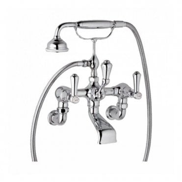 Perrin and Rowe Georgian Wall Mounted Bath Shower Mixer With Handshower & Lever Handles 3006/1