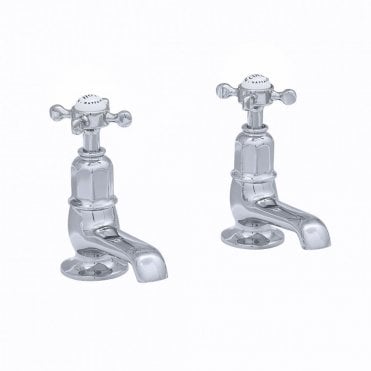 Perrin and Rowe Pair Basin Pillar Taps Crosshead Handles 3476