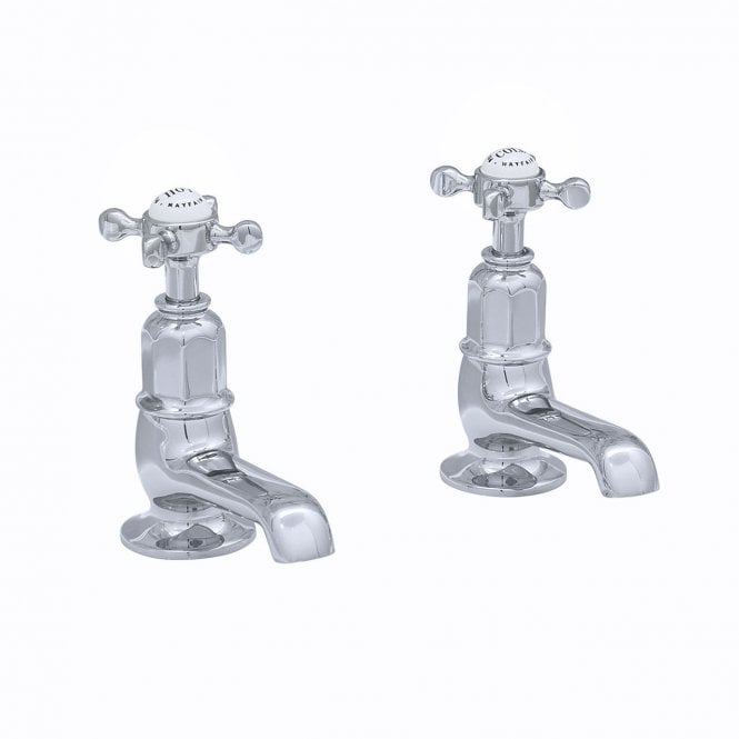 Perrin & Rowe Perrin and Rowe Pair Basin Pillar Taps Crosshead Handles 3476