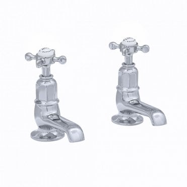 Perrin and Rowe Pair Basin Pillar Taps Crosshead Handles 3476