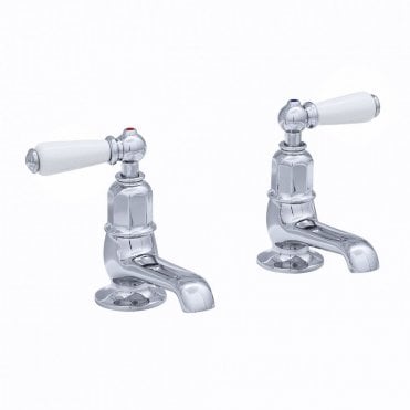 Perrin and Rowe Pair Basin Pillar Taps with Lever Handles - 3475